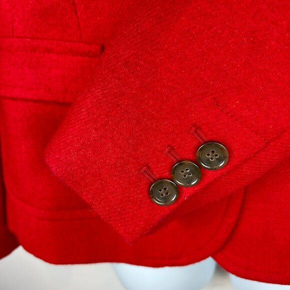 Talbots Classic 2 Button Red Wool Blend Blazer size 10P - Picture 12 of 16